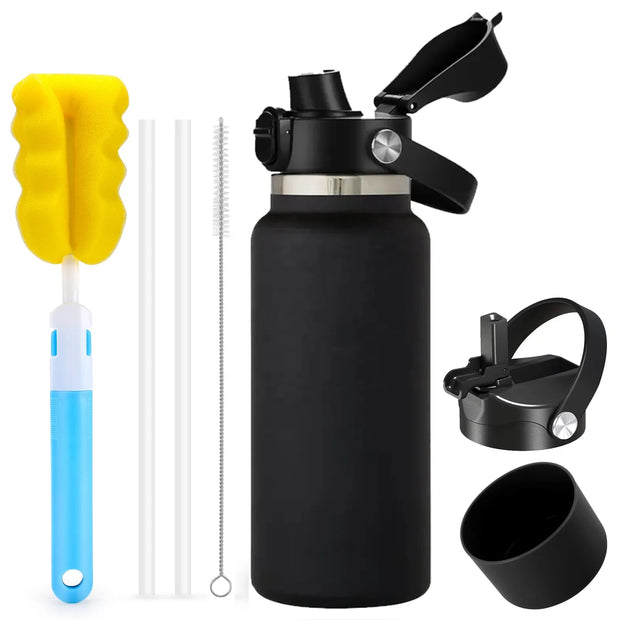 1L Drinking Insulated Vacuum Stainless Steel 1 Liter 32oz 64 oz Gym Sports Metal Water Drink Bottle with Straw