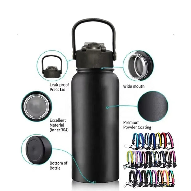 40oz 32oz Flask Vacuum Bottle With Leak Proof Lid Double Walled Sports Water Bottle Stainless Steel Flask Bottle